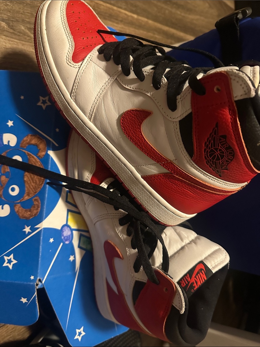 Nike Kids White and Red High-Top Sneakers